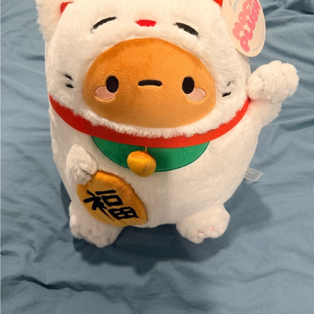 White and Orange Lucky Cat Plush Toy